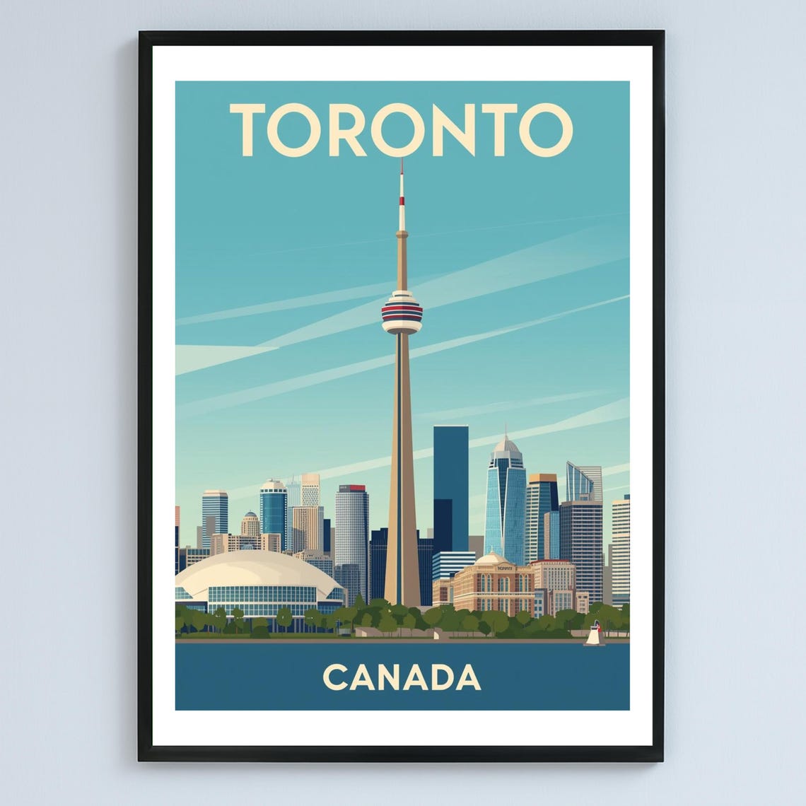 Toronto Canada CN Tower Skyline Vintage Travel Poster Cityscape Art