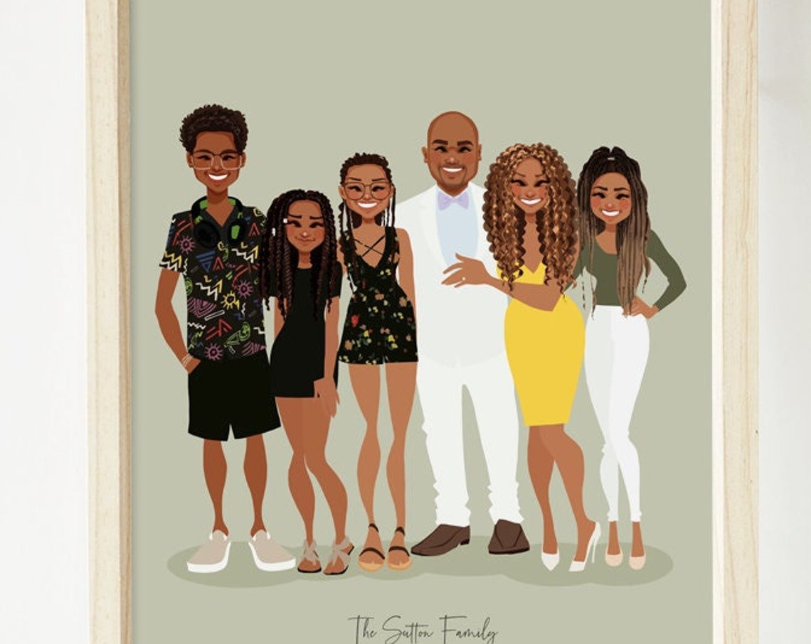 Custom Illustrated Group Portrait of Seven Friends With Treats Poster - Image 6
