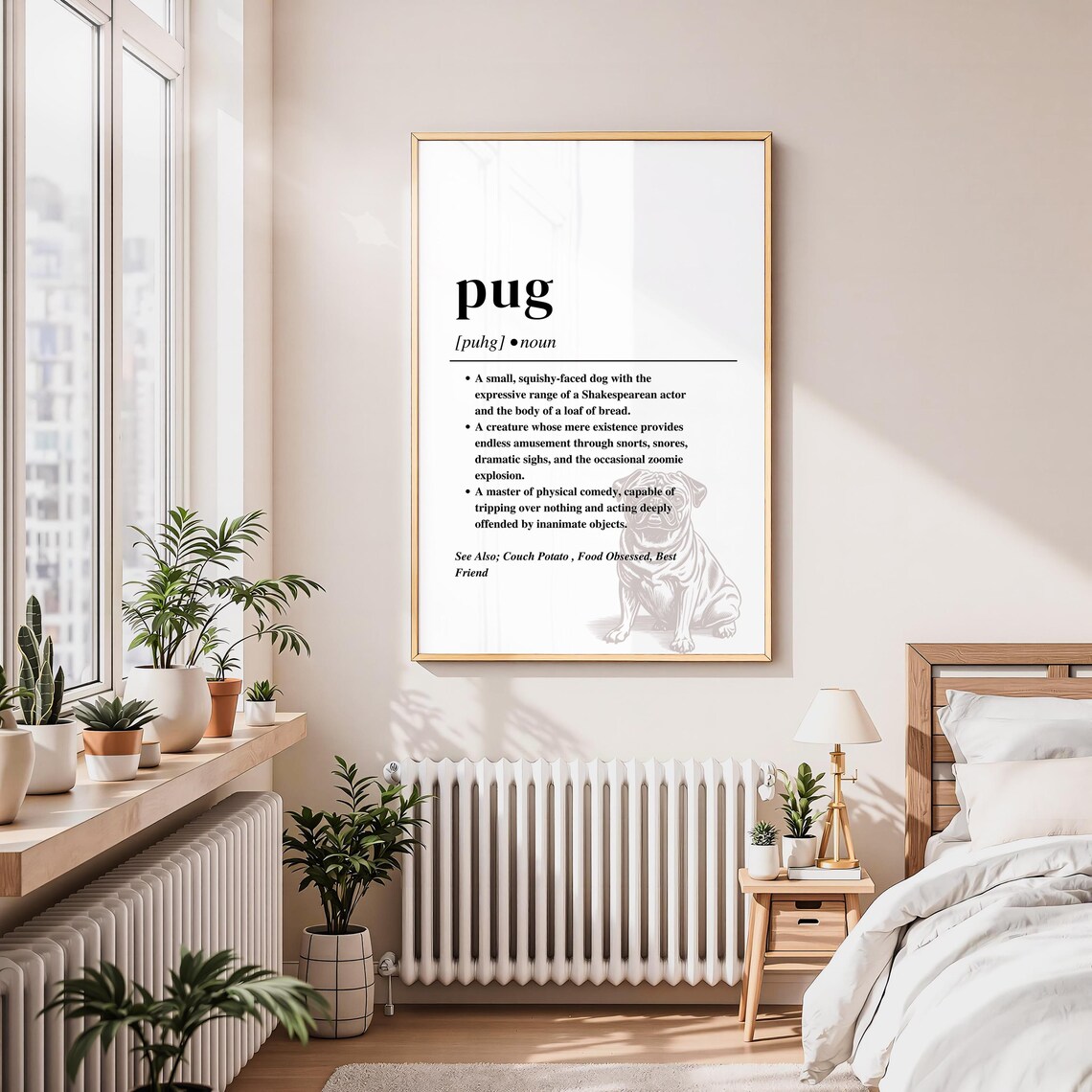 Pug Definition Print, Minimalist Dog Art Print