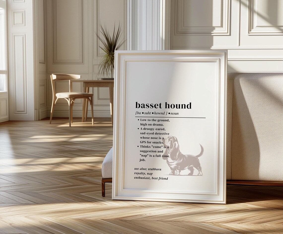 Basset Hound Dictionary Definition Funny Dog Lover Art Poster