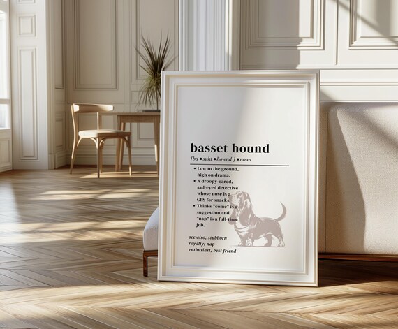 Basset Hound Dictionary Definition Funny Dog Lover Art Poster