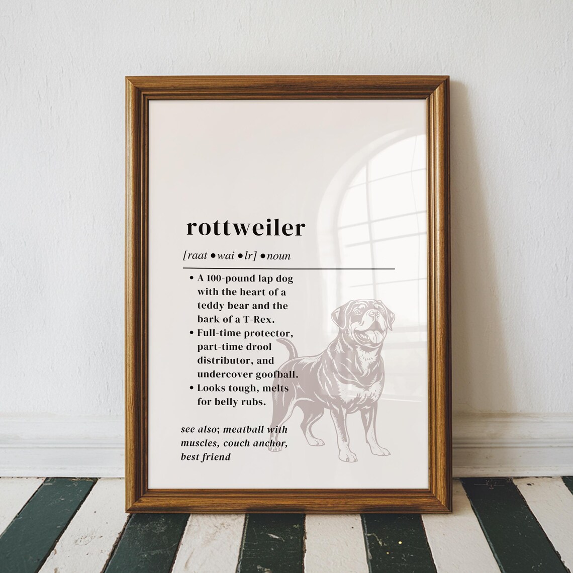 Funny Rottweiler Definition, Dog Lover Gift Print
