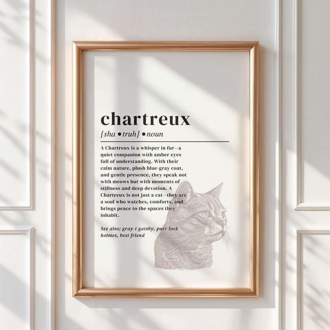 Chartreux Cat Dictionary Definition French Blue Breed Art Poster