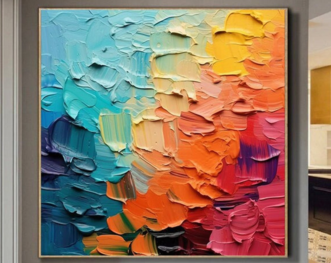 Colorful Palette Knife Mosaic Texture Modern Abstract Art Poster