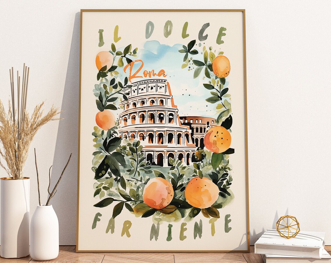 Roma Colosseum Il Dolce Far Niente Orange Citrus Italy Poster