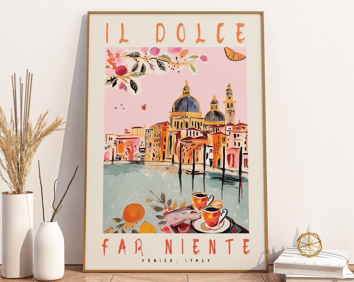 Dolce Far Niente Venice Italy Painted Poster Print