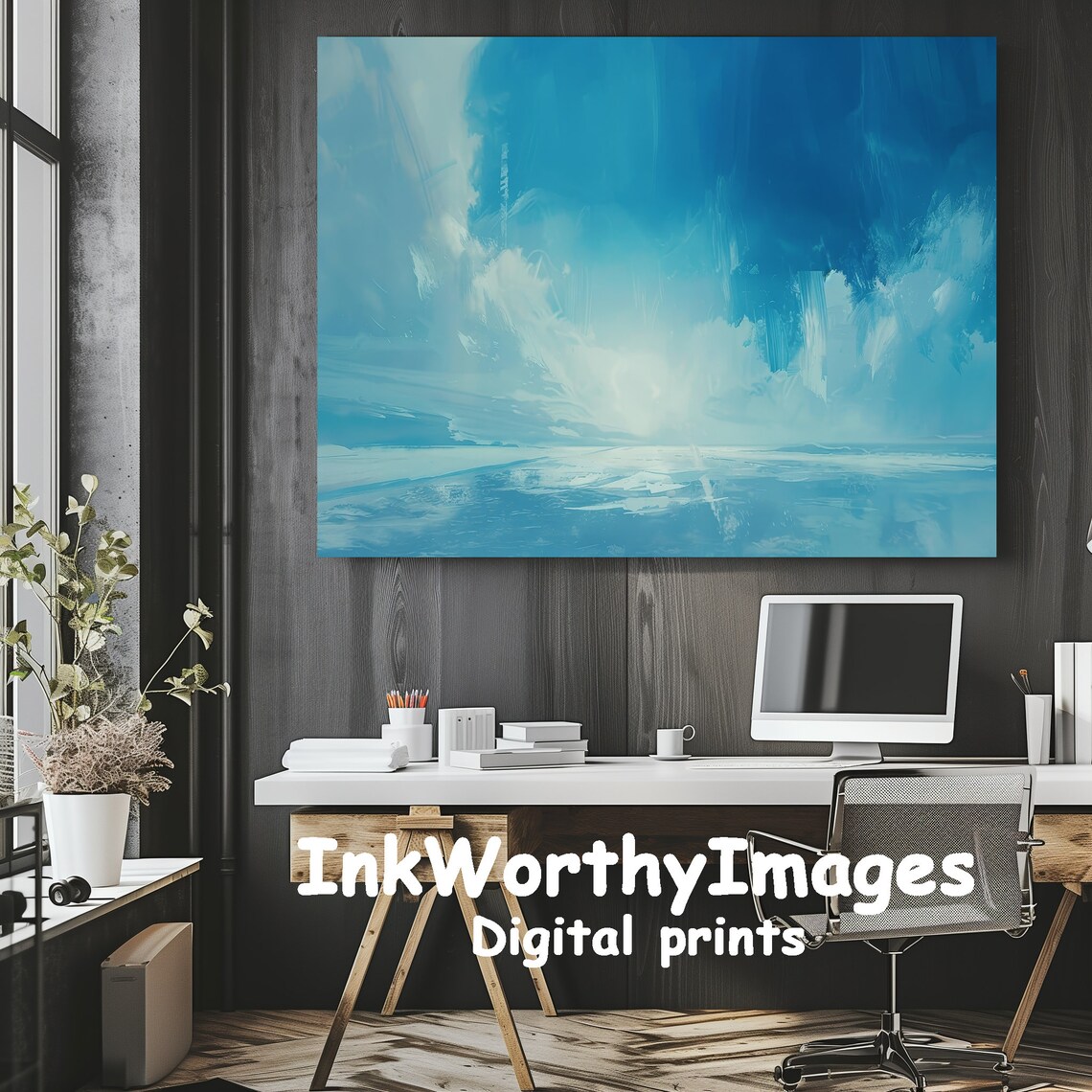 Serene Ocean Horizon Abstract Seascape, Minimalist - Image 3