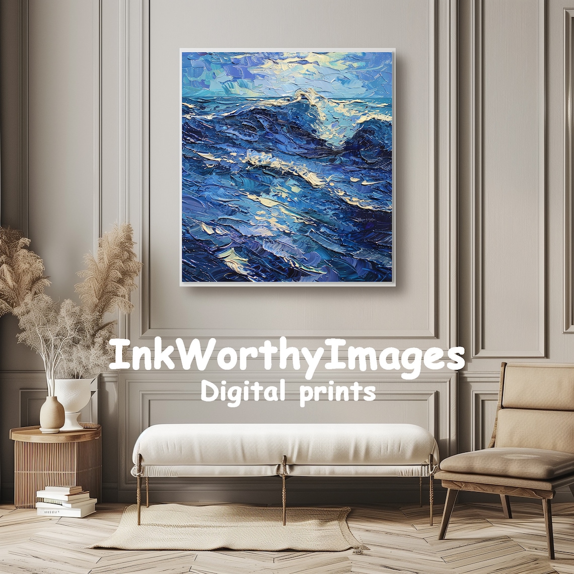 Textured Ocean Waves, Modern Coastal Painting - Image 6