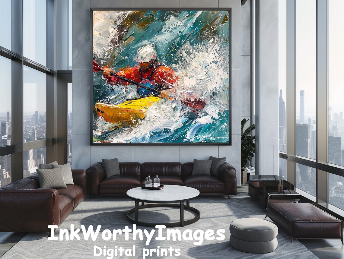 Dynamic Kayaker In Rapids Adventure Art - Image 5