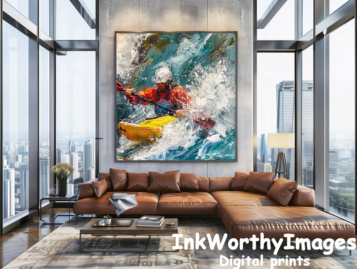 Dynamic Kayaker In Rapids Adventure Art - Image 4