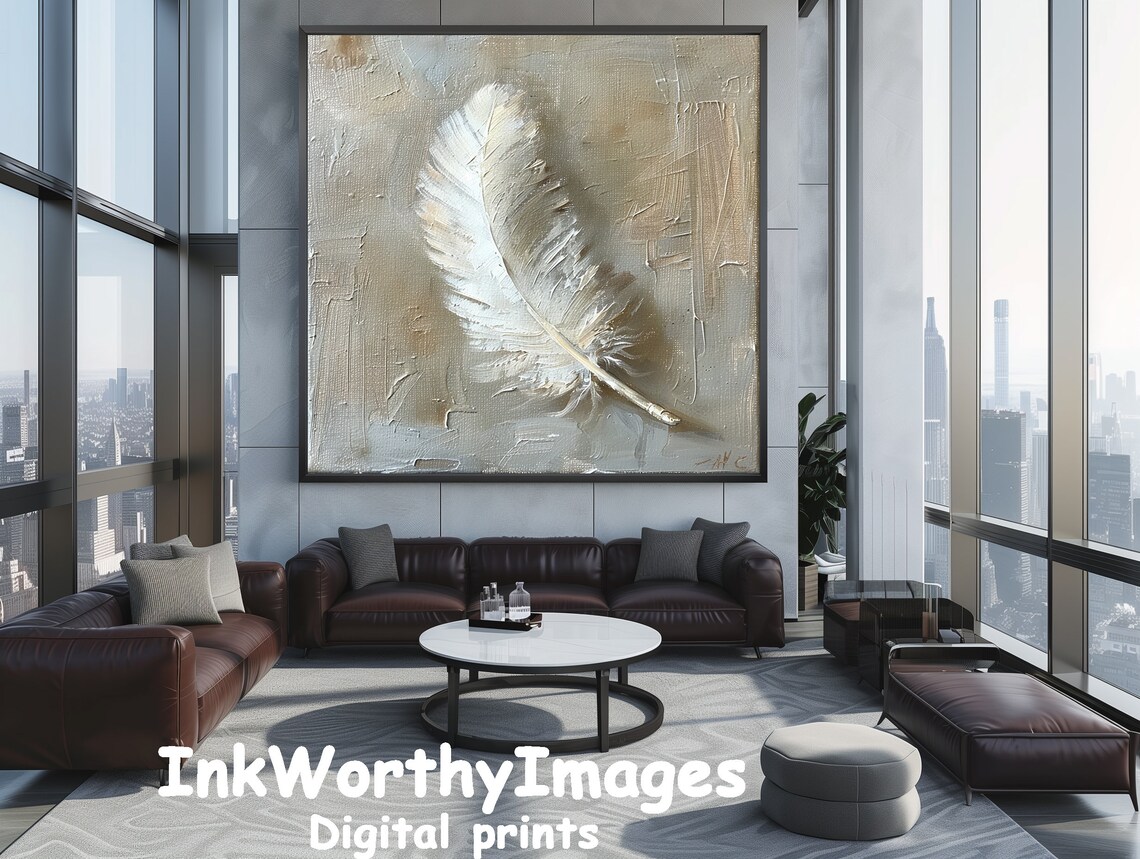 White Feather Print, Minimalist Wall Art - Image 2