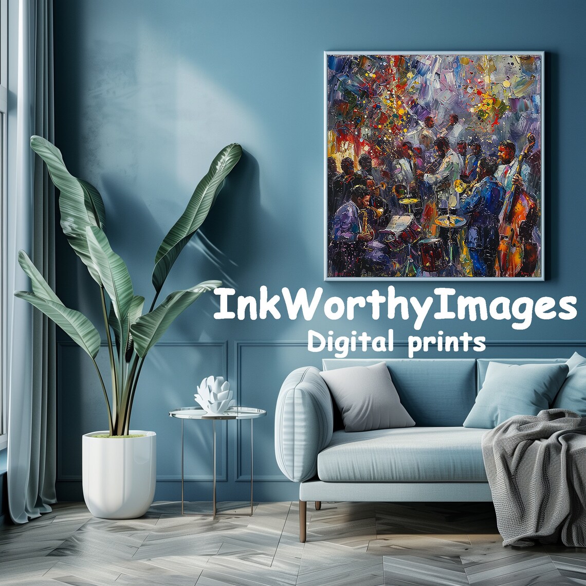 Jazz Band, Dynamic Musician Painting - Image 3