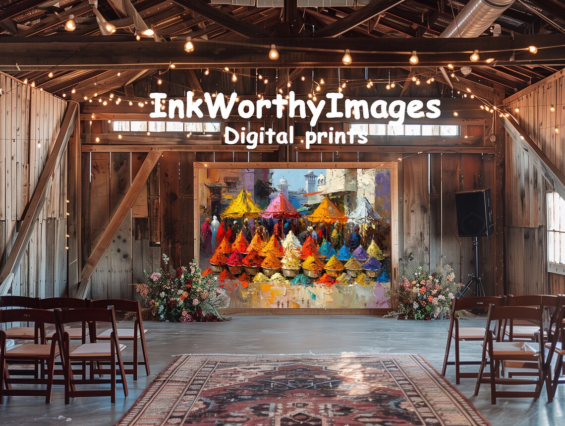 Indian Spice Market, Vibrant Street Scene Art Print - Image 6