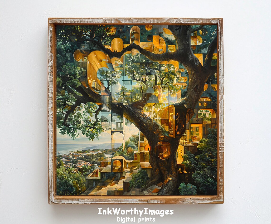 Enchanted Treehouse, Surreal Nature Landscape Art Print - Image 6