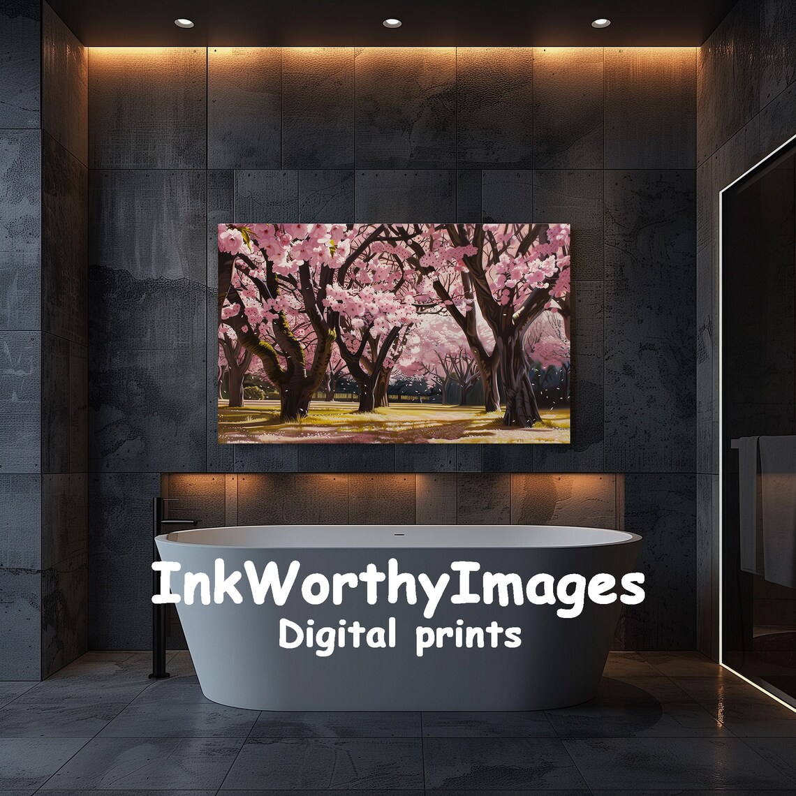 Cherry Blossom Grove Art Print, Spring Landscape - Image 5