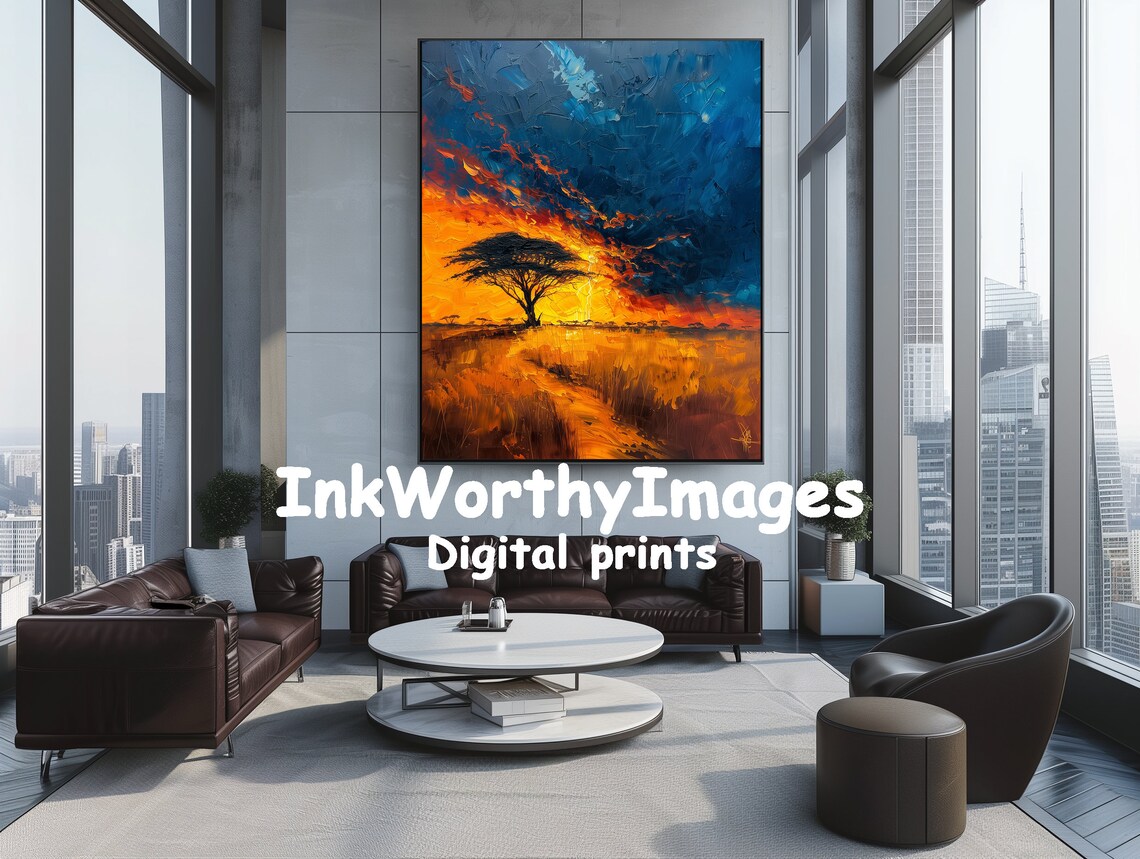 Sunset In The Savannah, African Landscape Painting - Image 2
