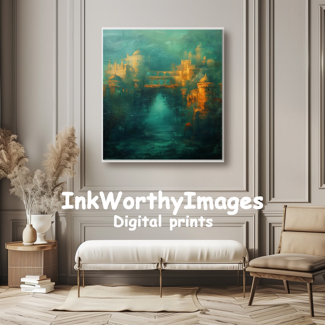 Mystical Ancient City Painting, Fantasy Castle - Image 4