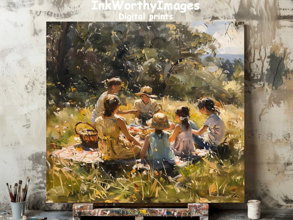 Family Picnic - Outdoor Gathering Summer Day Scene