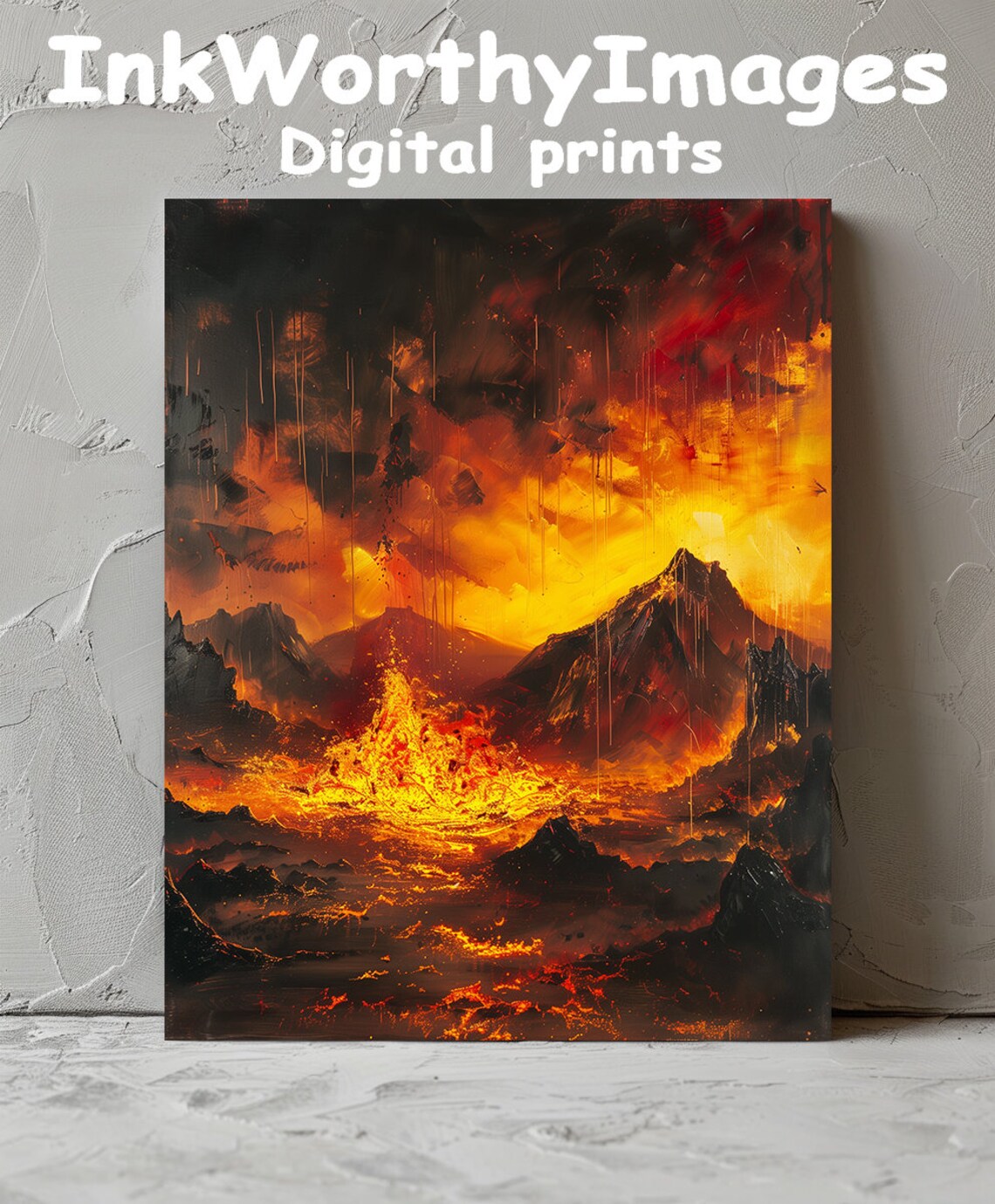 Volcanic Eruption Abstract Art, Fiery Landscape