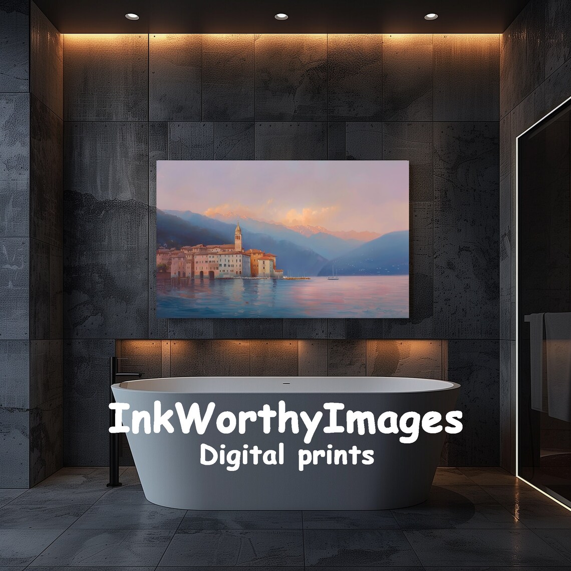 Tranquil Coastal Village at Sunset, Mediterranean Landscape - Image 5