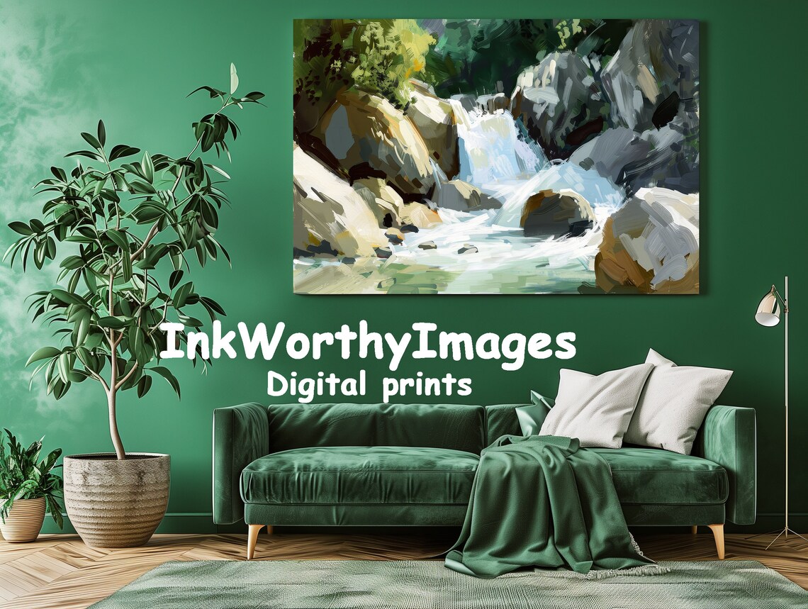 Abstract Waterfall, Colorful Landscape Nature Scene - Image 2
