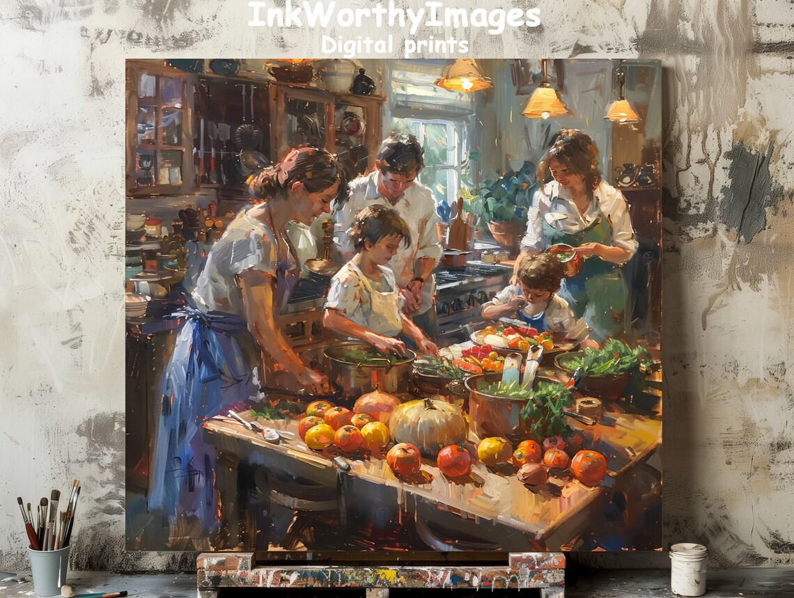 Family Cooking Together Kitchen Fun, Meal Prep Scene