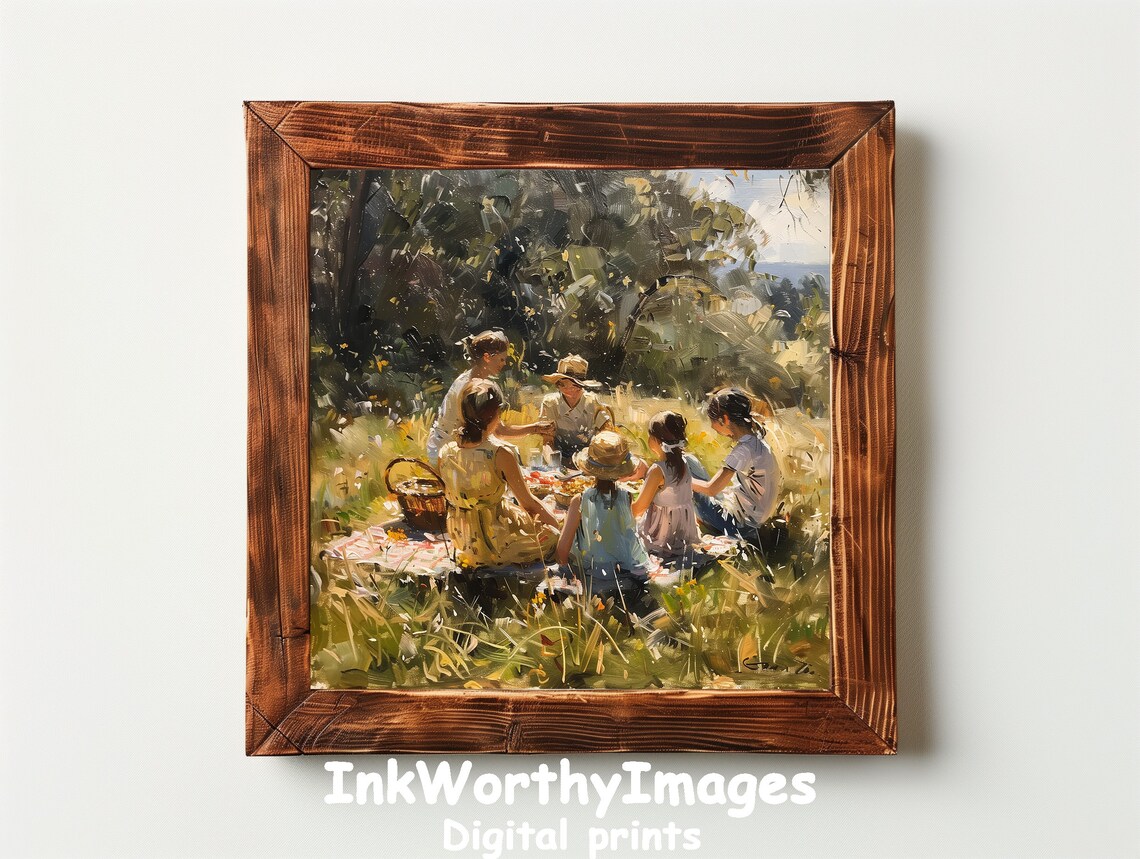 Family Picnic - Outdoor Gathering Summer Day Scene - Image 2