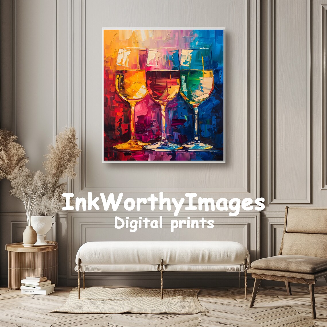 Colorful Wine Glasses, Vibrant Abstract Art Print - Image 6