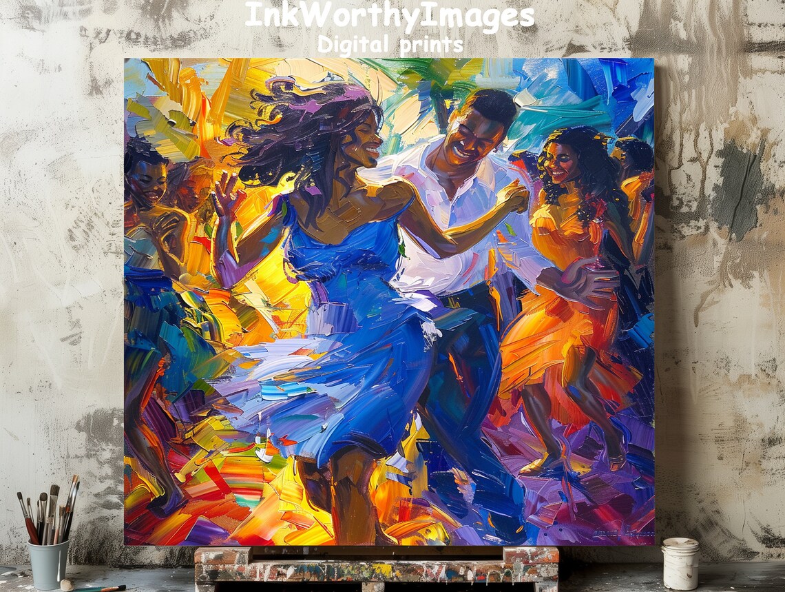Salsa Dancing Celebration, Joyful Party Scene Art Print