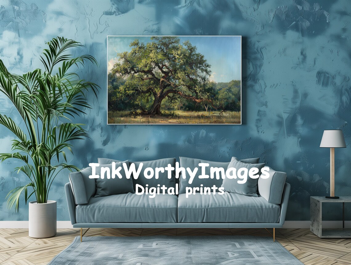 Majestic Oak Tree Landscape, Serene Forest Scene - Image 2