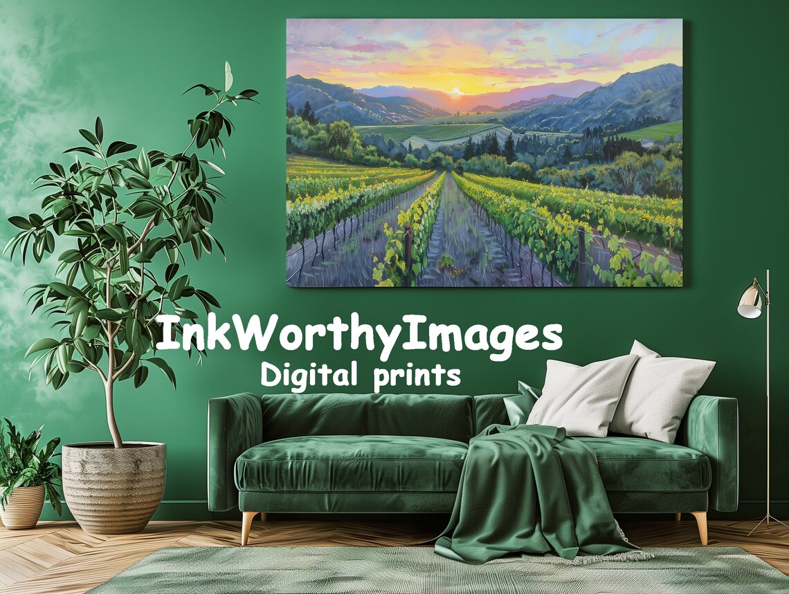 Sunset Over Vineyard, Italian Countryside Landscape - Image 2
