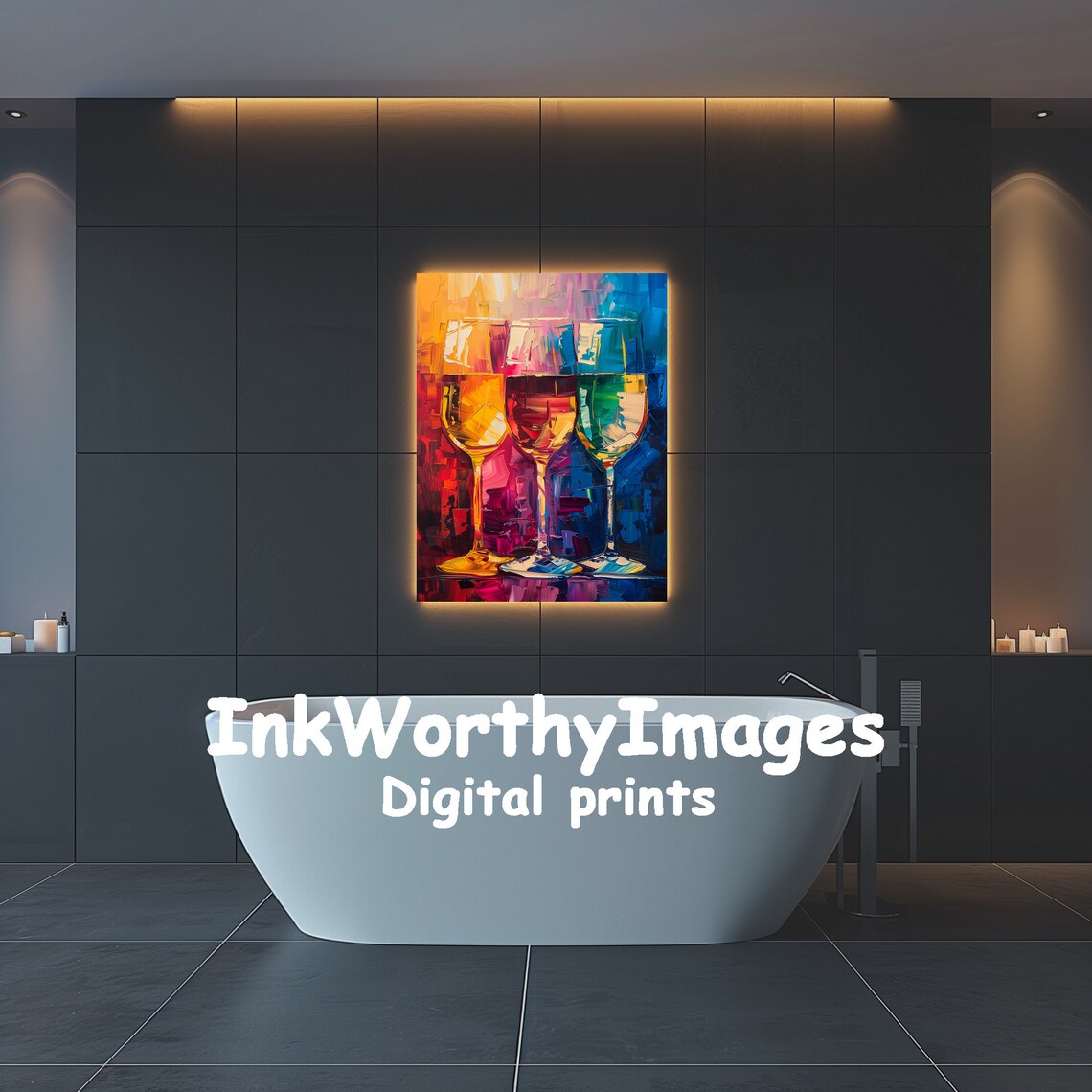 Colorful Wine Glasses, Vibrant Abstract Art Print - Image 4