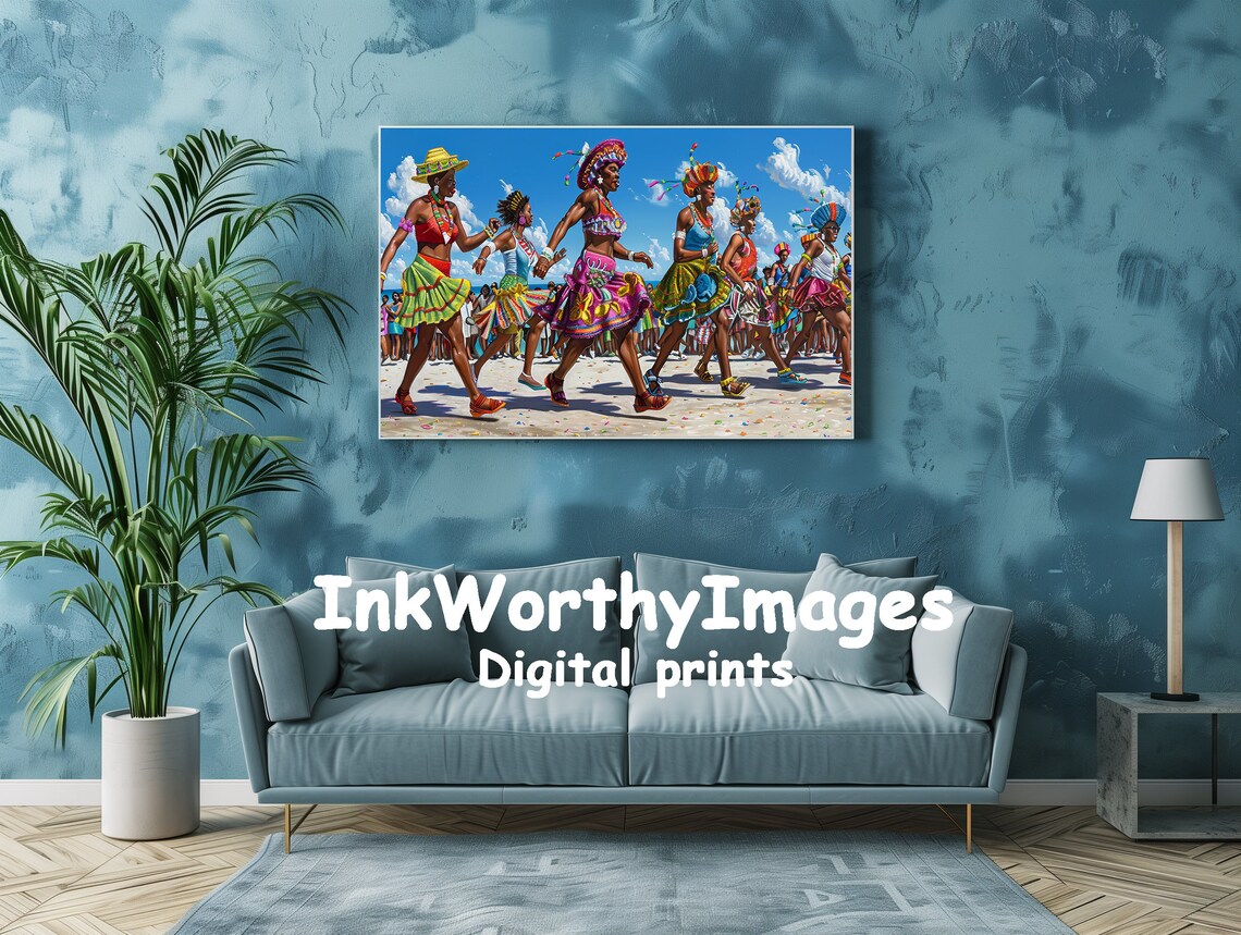 Caribbean Carnival Beach Parade Art Print - Image 2