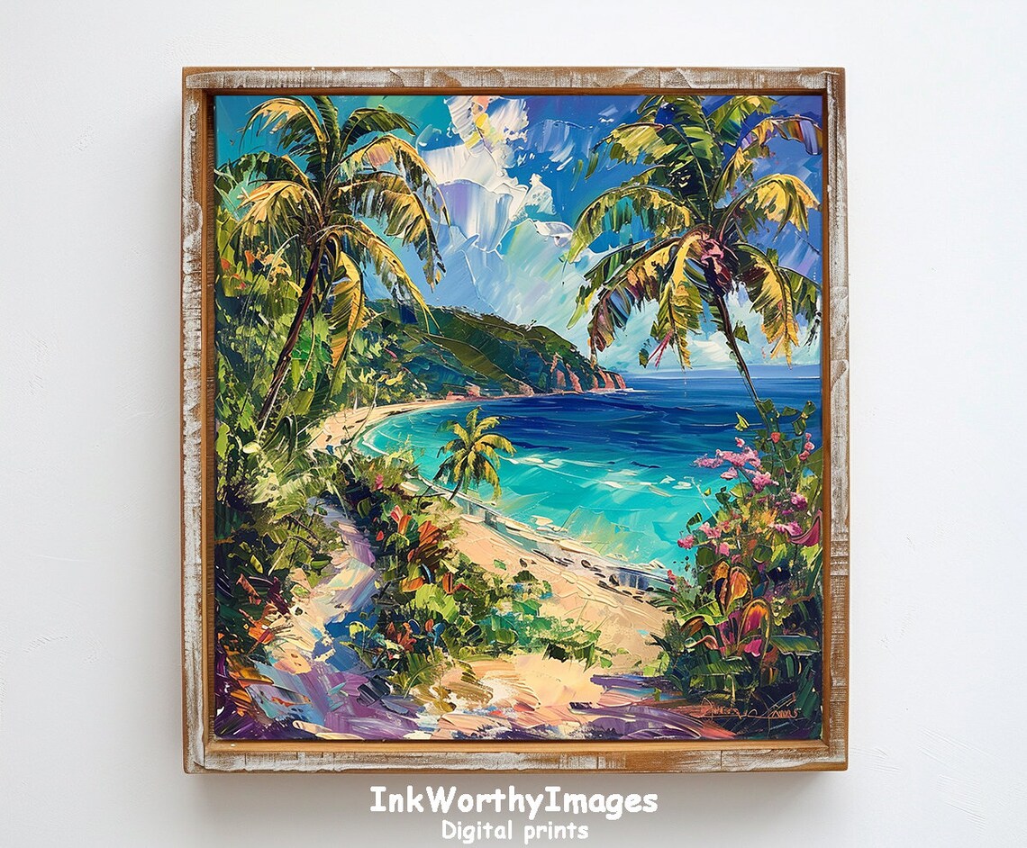 Tropical Beach Paradise Art Print, Coastal Landscape - Image 6