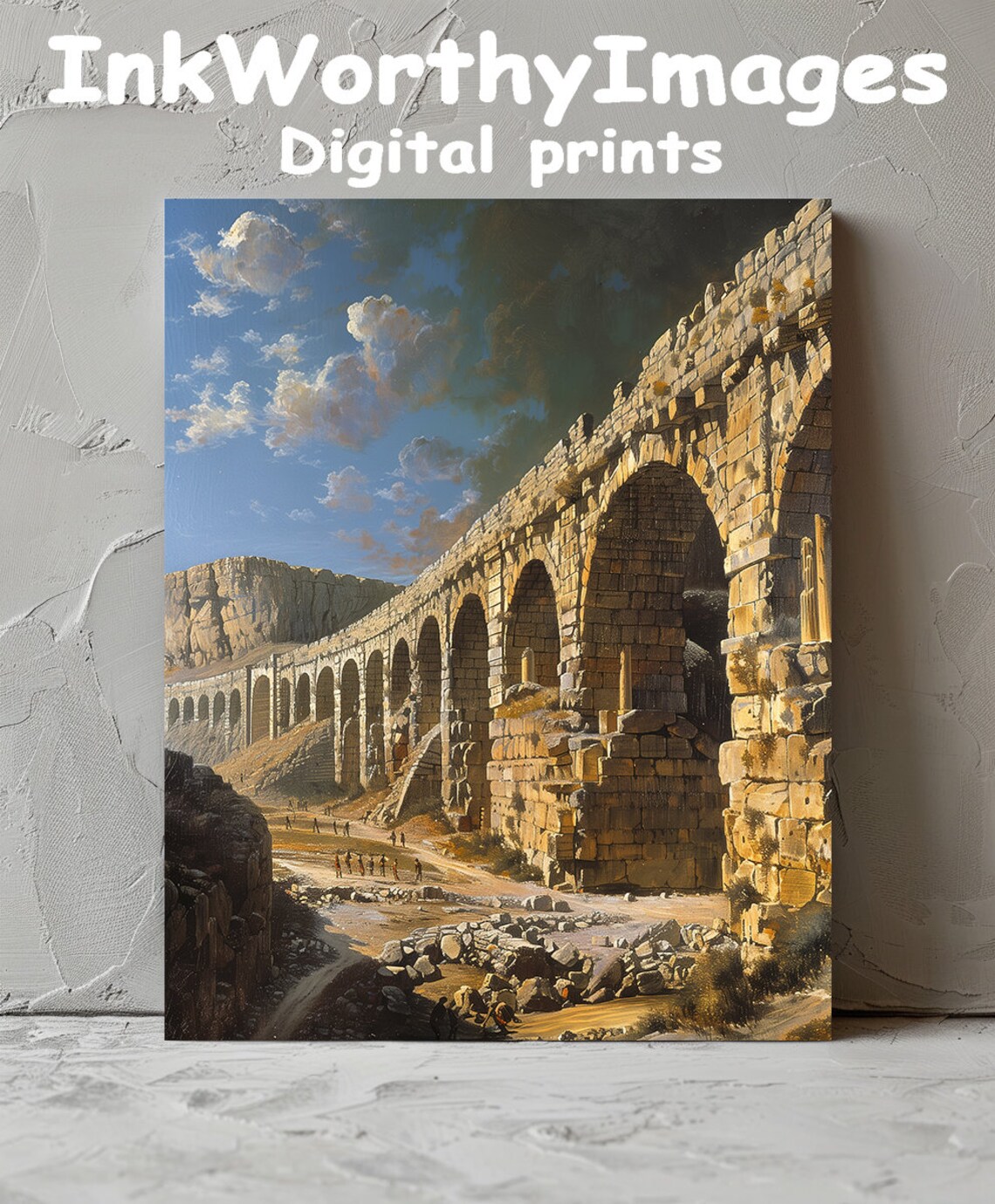 Ancient Roman Aqueduct, Historical Architecture Art