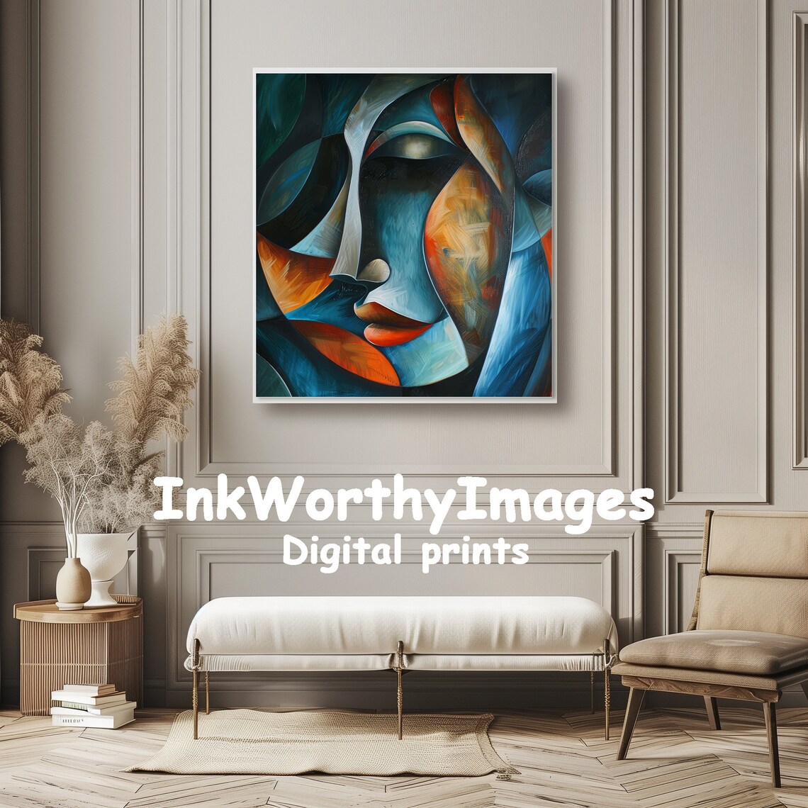 Abstract Portrait, Modern Cubist Face Wall Art - Image 6