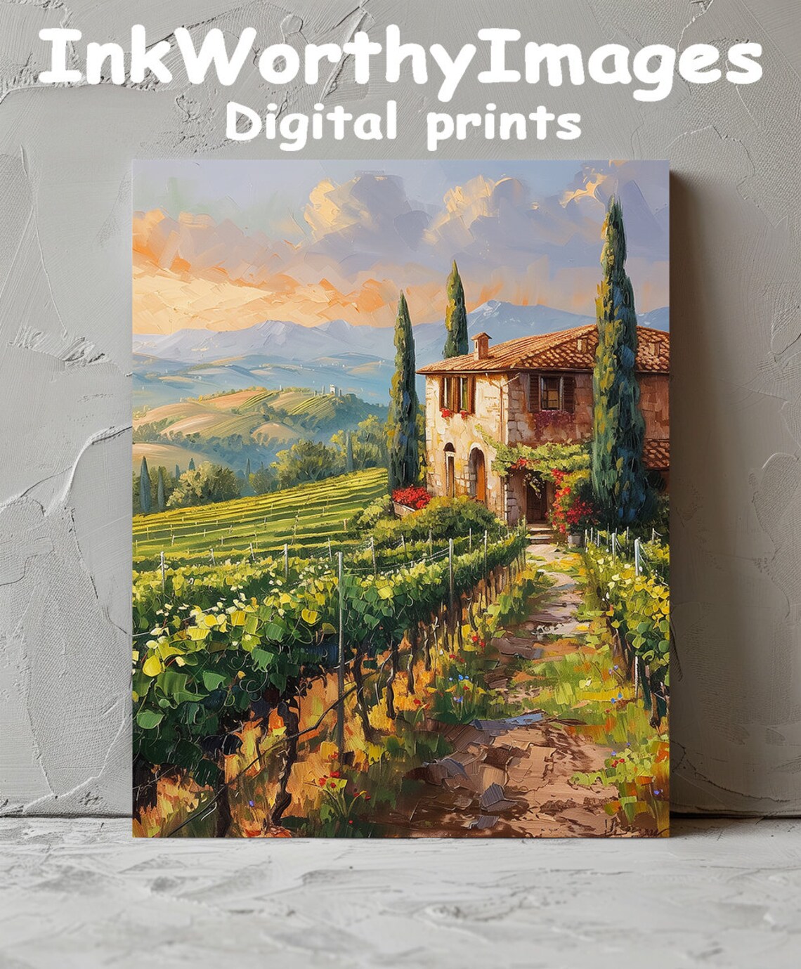 Tuscan Vineyard Landscape, Italian Countryside
