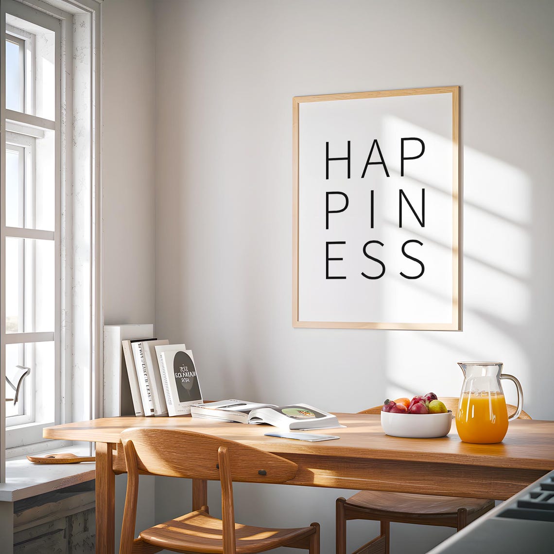 Happiness Wall Art Positive Decor Happy Life Print Inspirational Quote - Image 3
