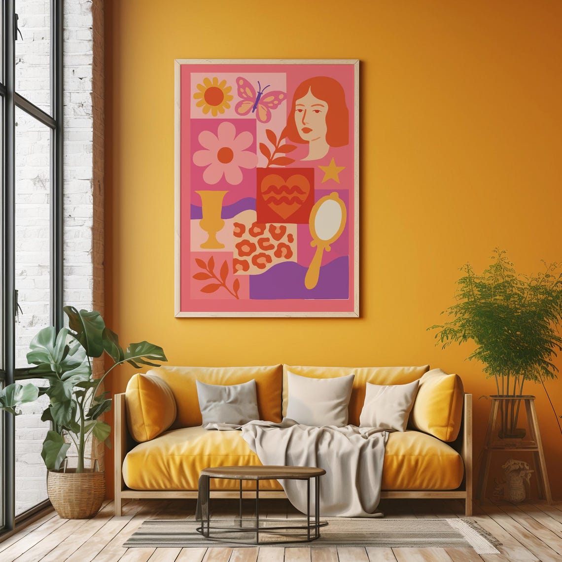 Boho Woman Abstract Face Collage Colorful Feminine Modern Decor Poster - Image 4