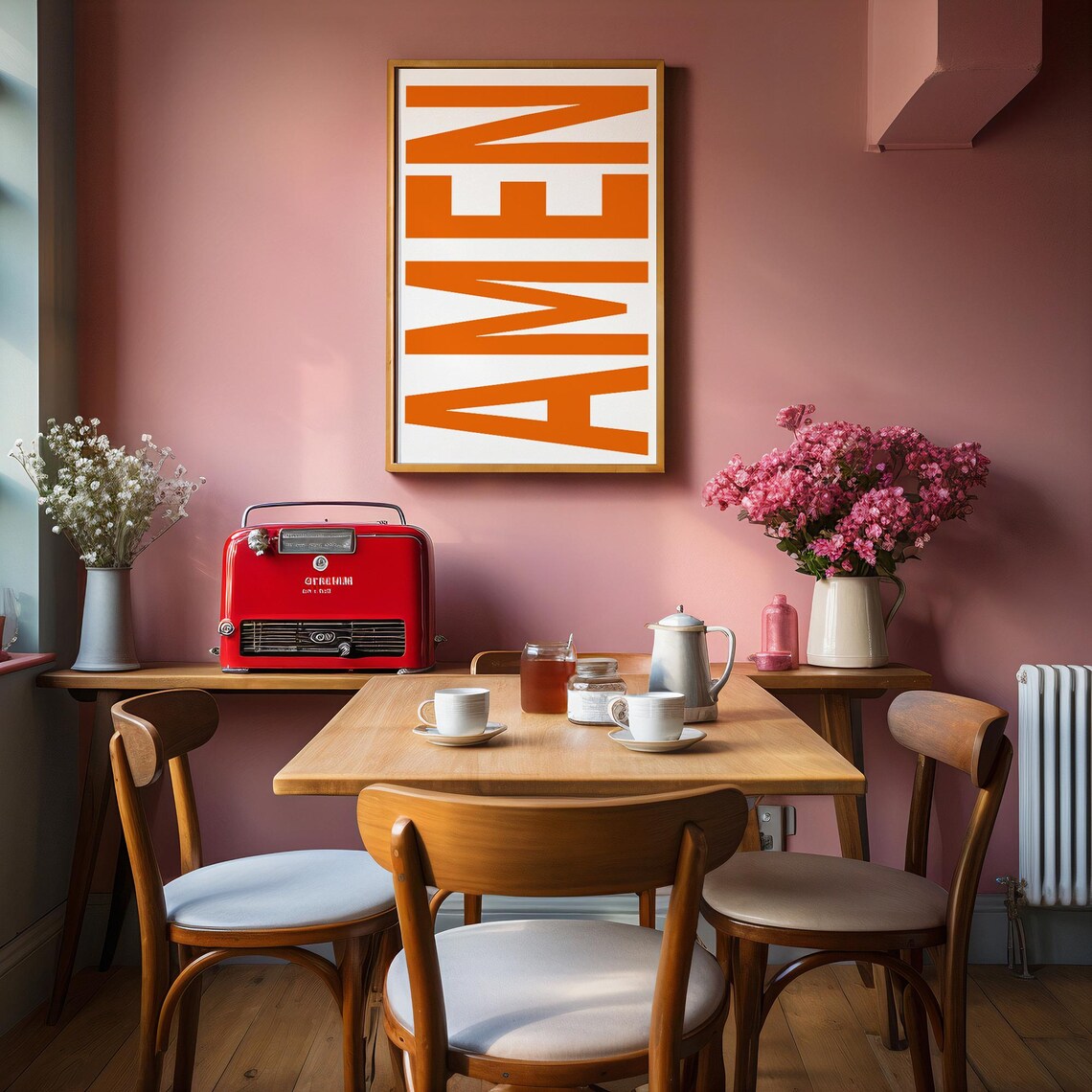Amen Bold Orange Typography Modern Christian Faith Art Poster - Image 2