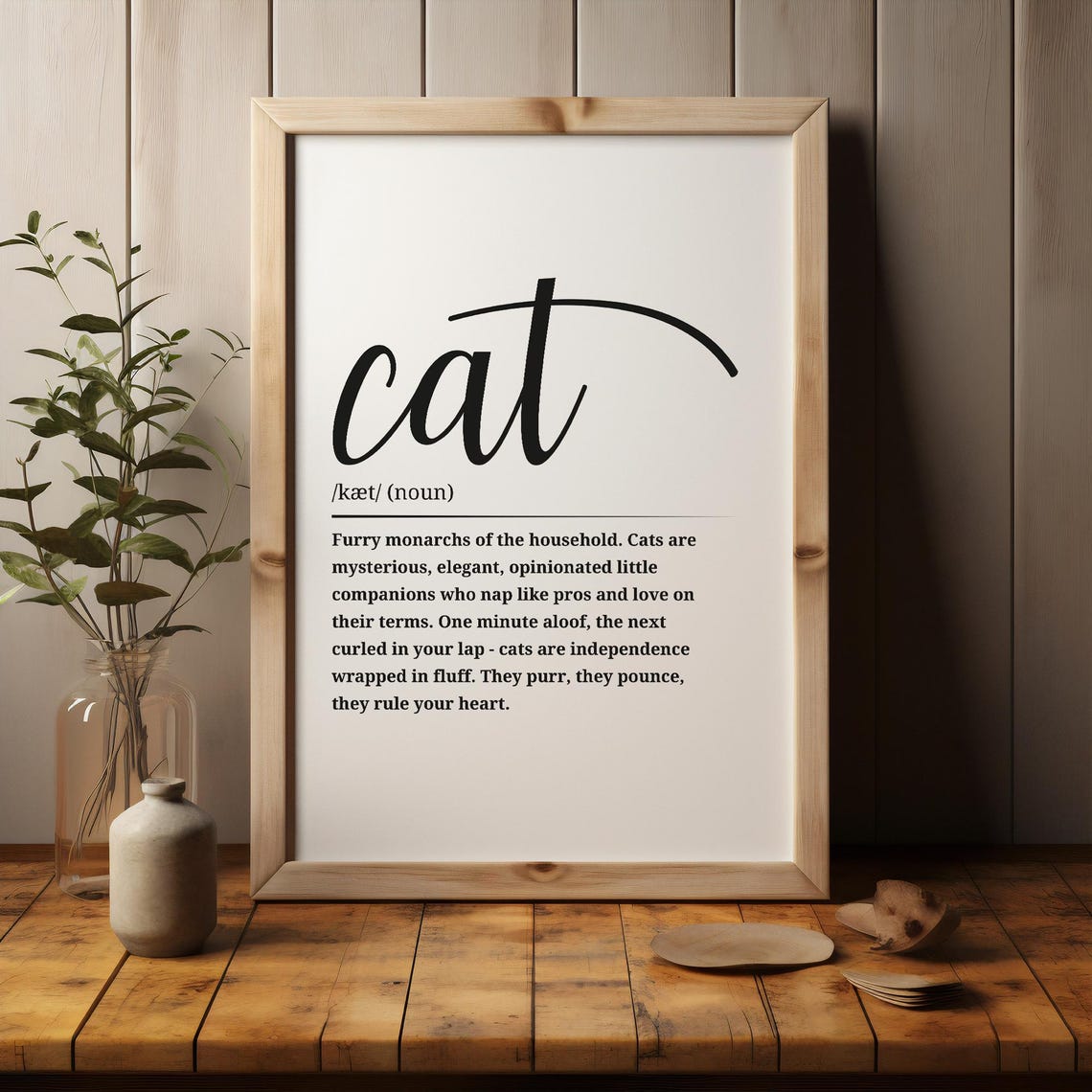 Cat Definition Poster Cute Black And White Wall Art For Lovers - Image 3