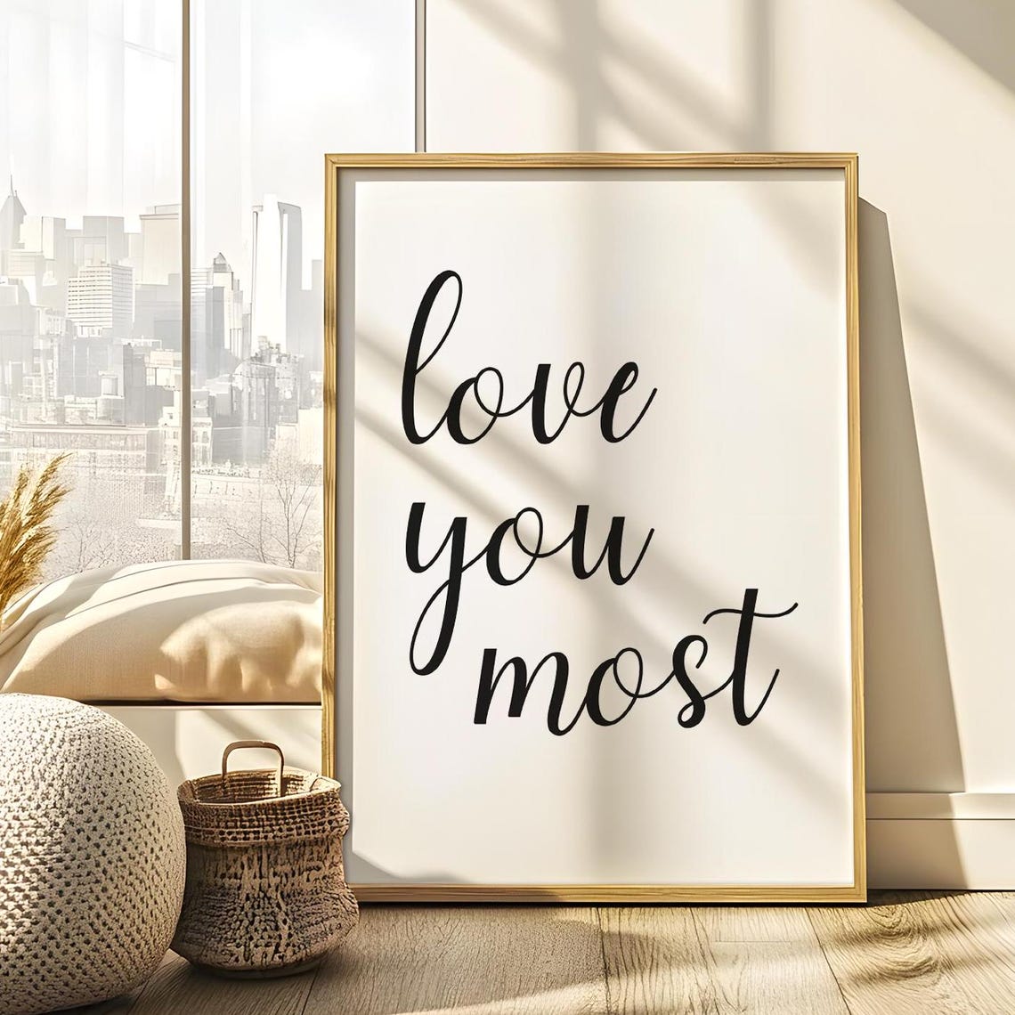 Love You Most Romantic Script Typography Sweet Couple Quote Poster