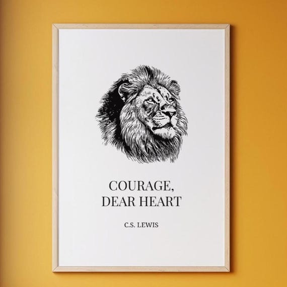Courage Dear Heart Cs Lewiswall Art Lewis Wall Decor Book Page Inspirational Quote Narnia