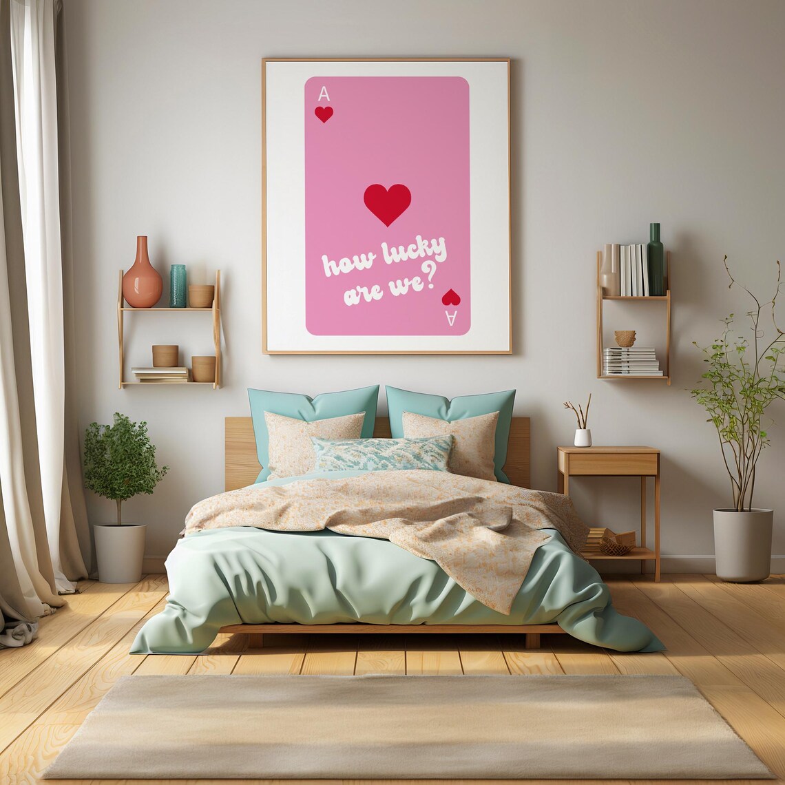 How Lucky Are We Pink Ace Of Hearts Playing Card Romantic Decor Poster - Image 4