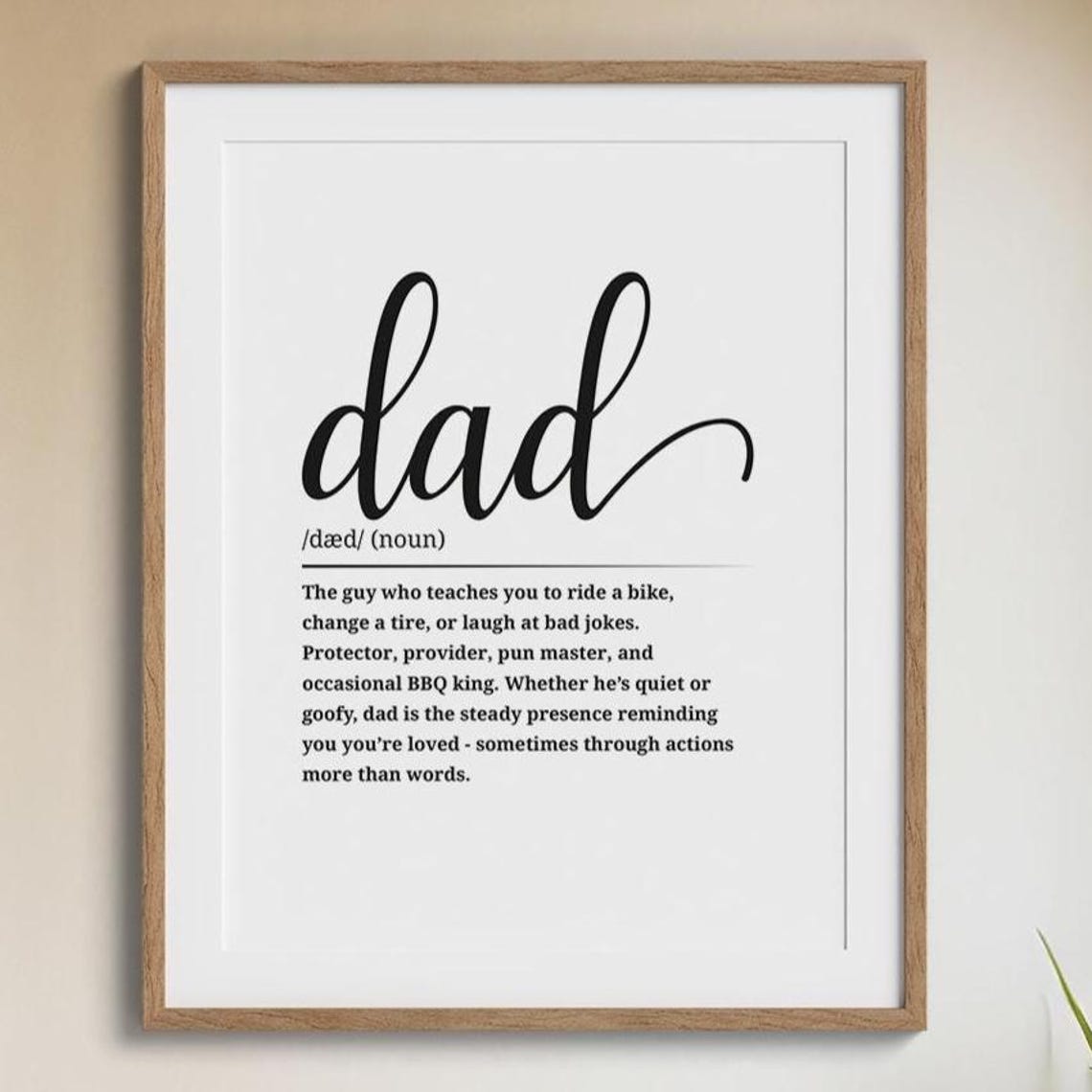 Dad Dictionary Definition Funny Father Gift Family Tribute Wall Art