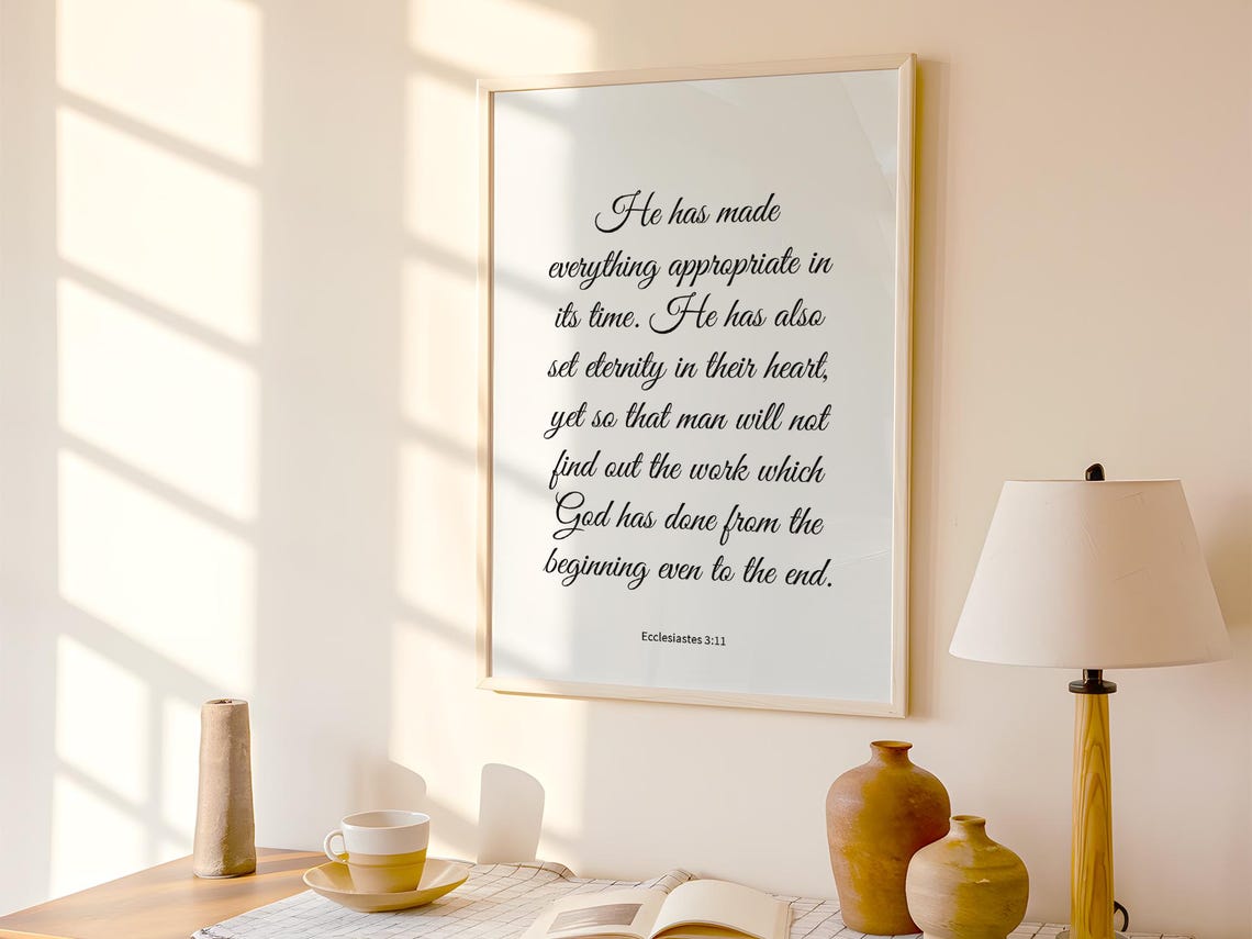 Ecclesiastes 3 11 Scripture Verse Elegant Script Christian Poster - Image 2