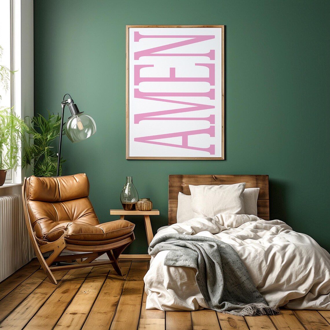 Amen Pink Serif Typography Modern Christian Faith Art Poster - Image 3