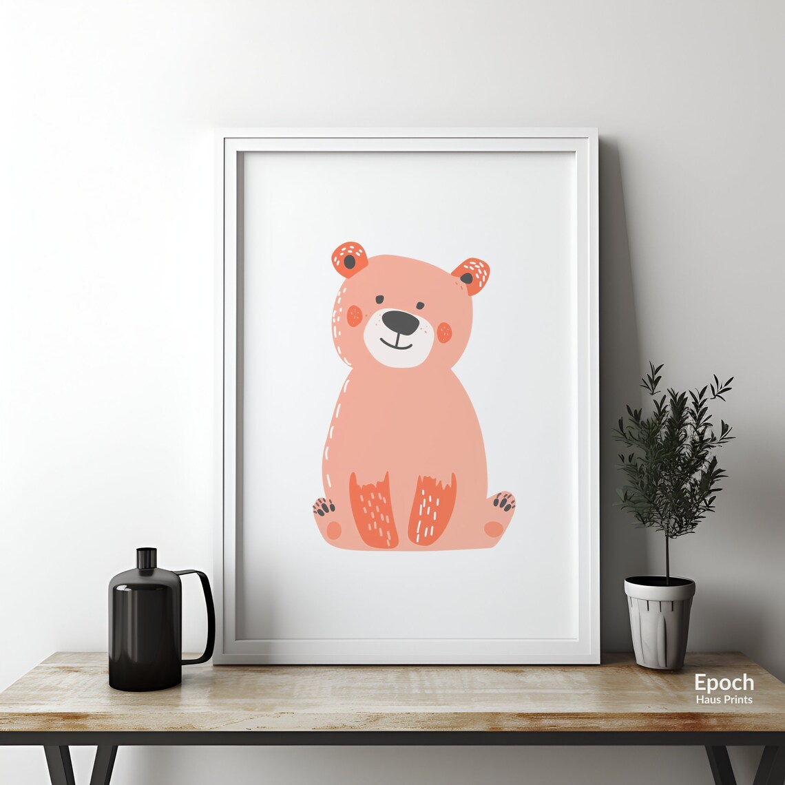 Pink Bear Nursery Art Print, Gender Neutral - Image 2