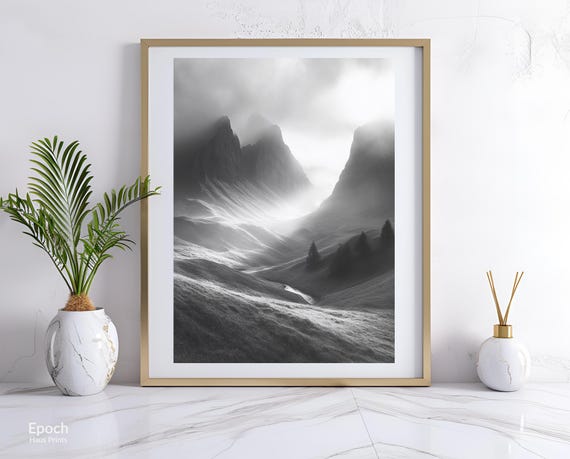 Winding Trail Through Mountains, Minimalist Landscape