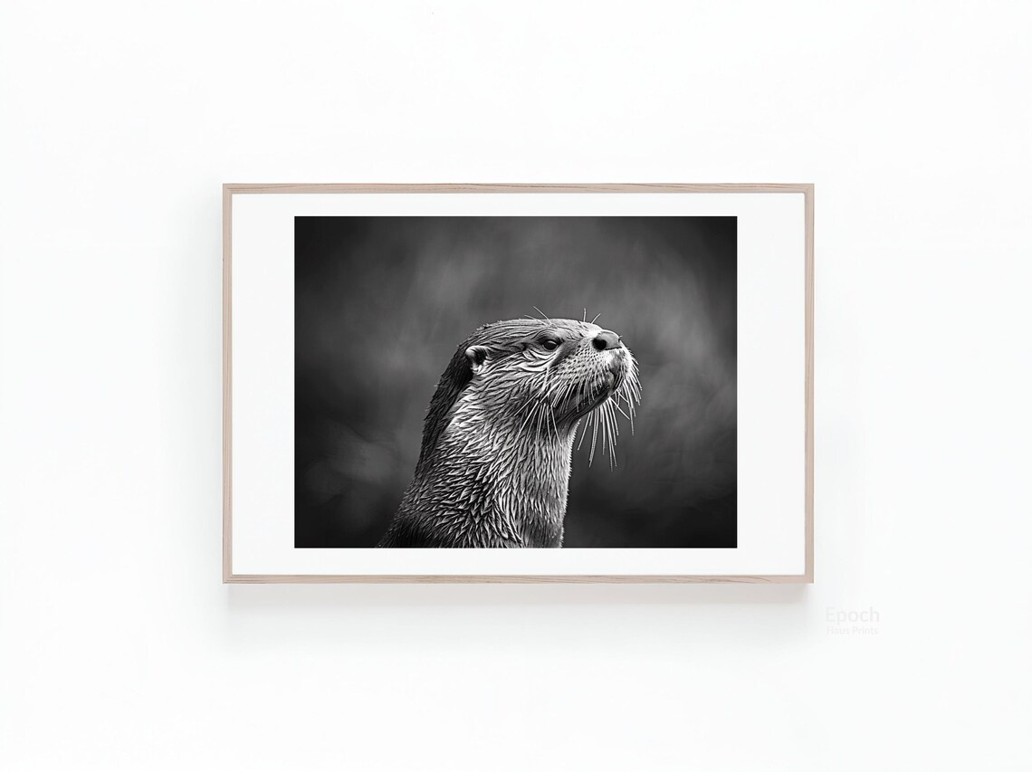 Black And White Otter Photo, Cute Animal Poster - Image 2